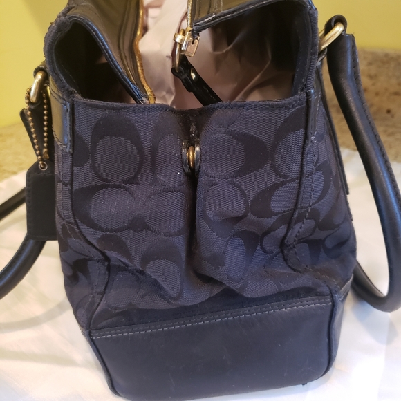 Coach Hampton Leather and Canvas Black Tote - Picture 7 of 8
